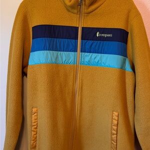 Cotopaxi Mustard Fleece Jacket with Turquoise Lining